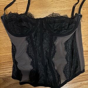 Urban outfitters - out from under,  corset top, brown, black lace size medium ￼